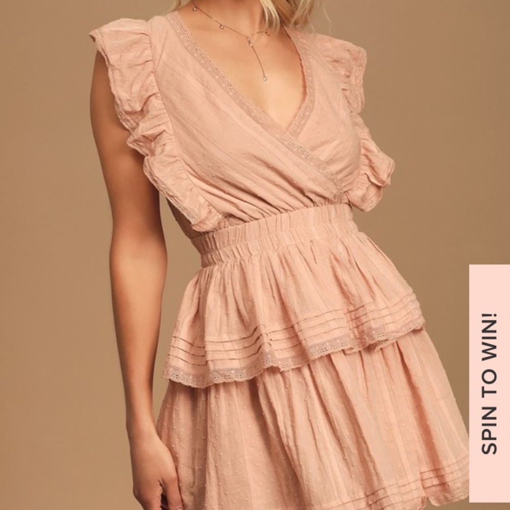 Lace tiered ruffle mini dress
